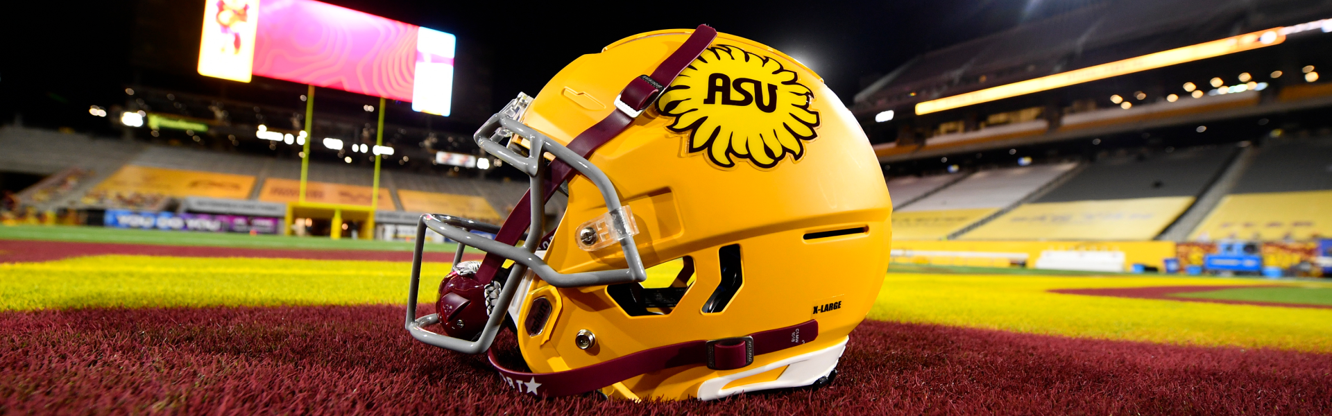 Sun Devil helmet on football field