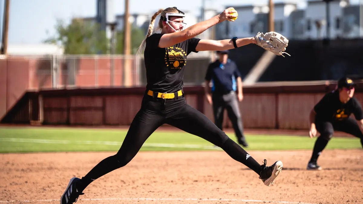 Cambree Creager throws a pitch during fall ball