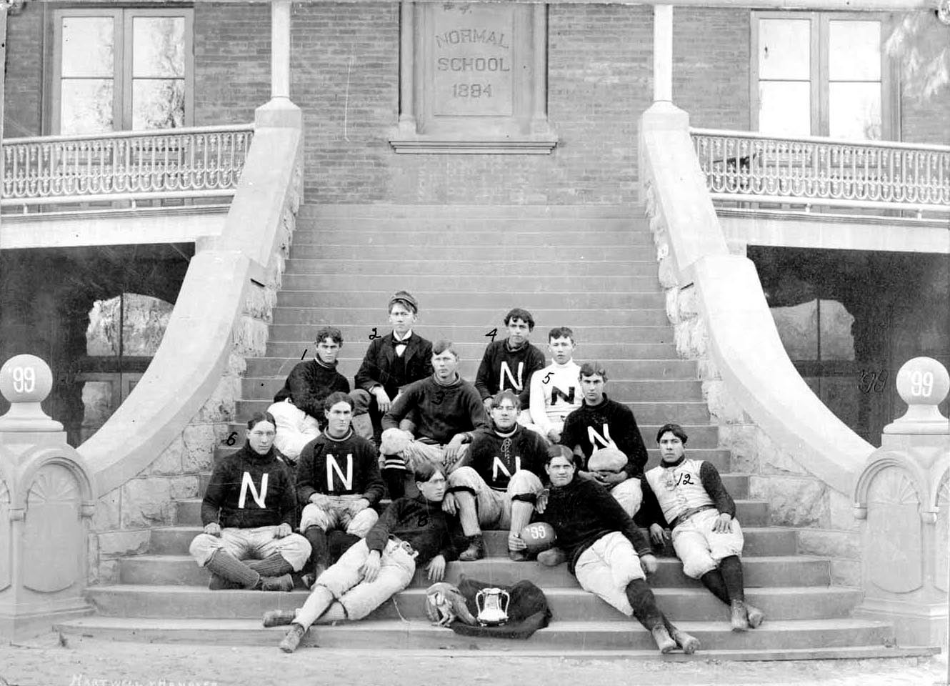 1899 football team players with territorial cup  