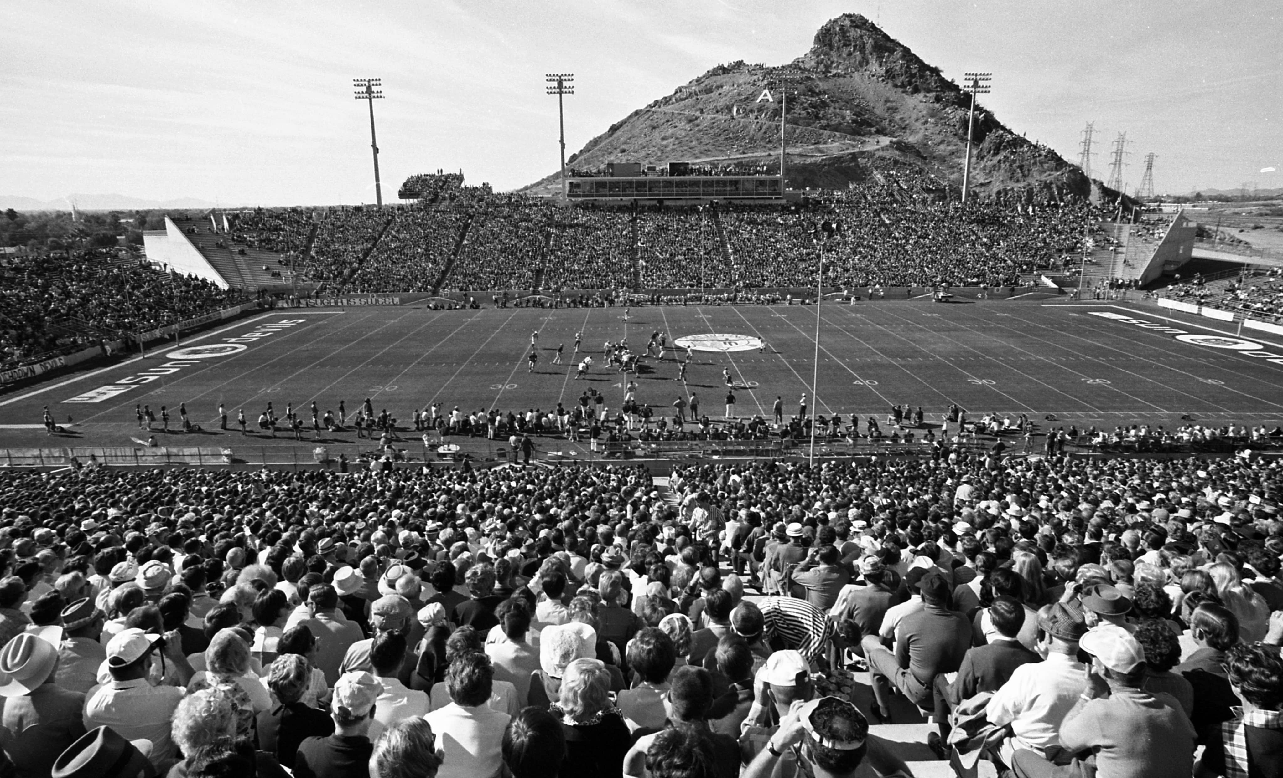 Sun Devil Football field looking at A mountain in the background