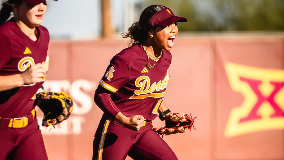 Tiare Ho-Ching celebrating softball's win over Washington Tiare Ho-Ching celebrating softball's win over Washington