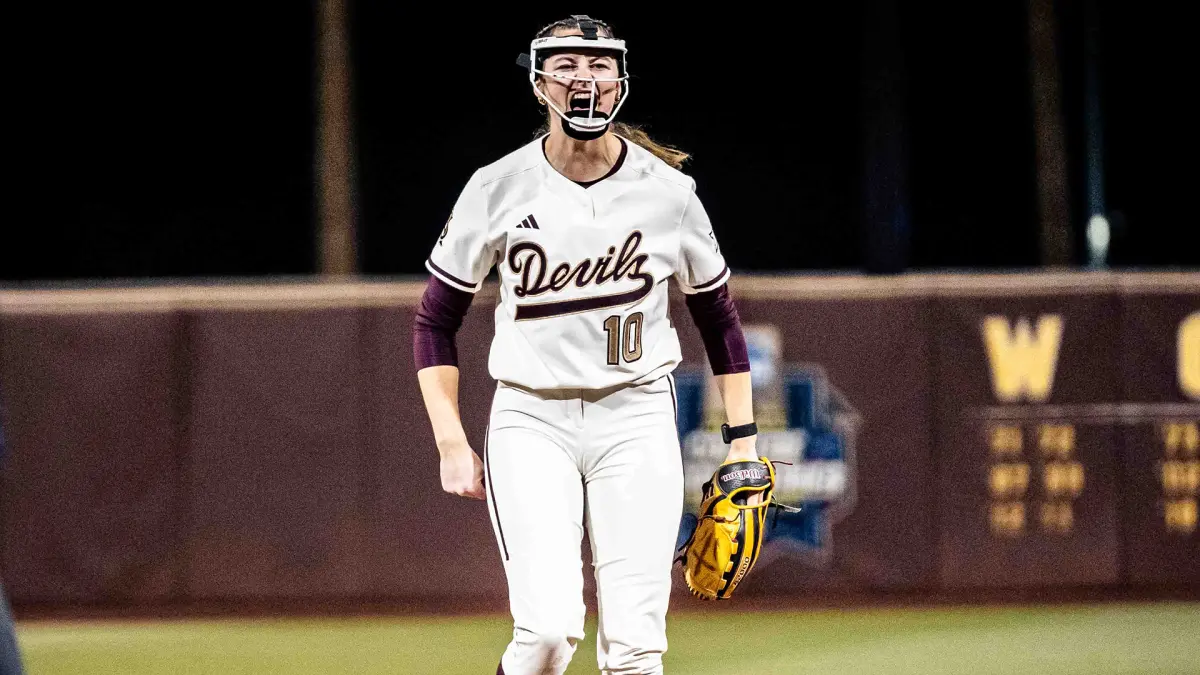 Kenzie Brown celebrates one of her 18 strikeouts against BYU Kenzie Brown celebrates one of her 18 strikeouts against BYU