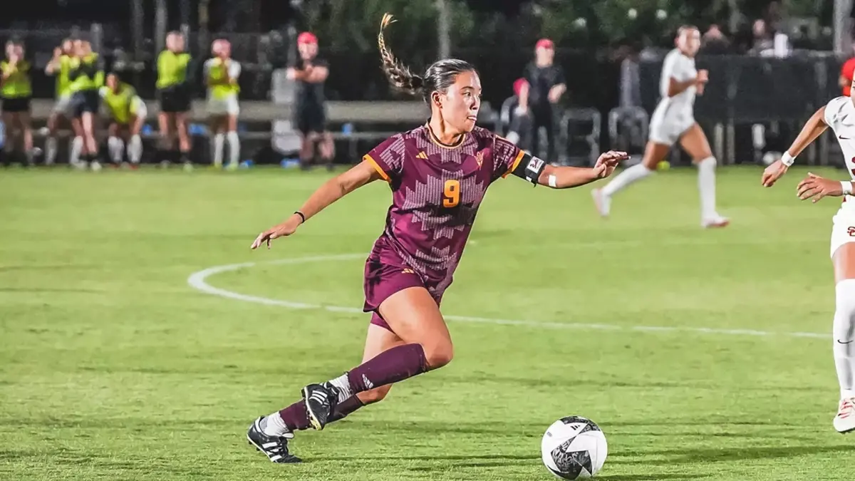 Photo by: Sun Devil Athletics<br />
soccer player running down field