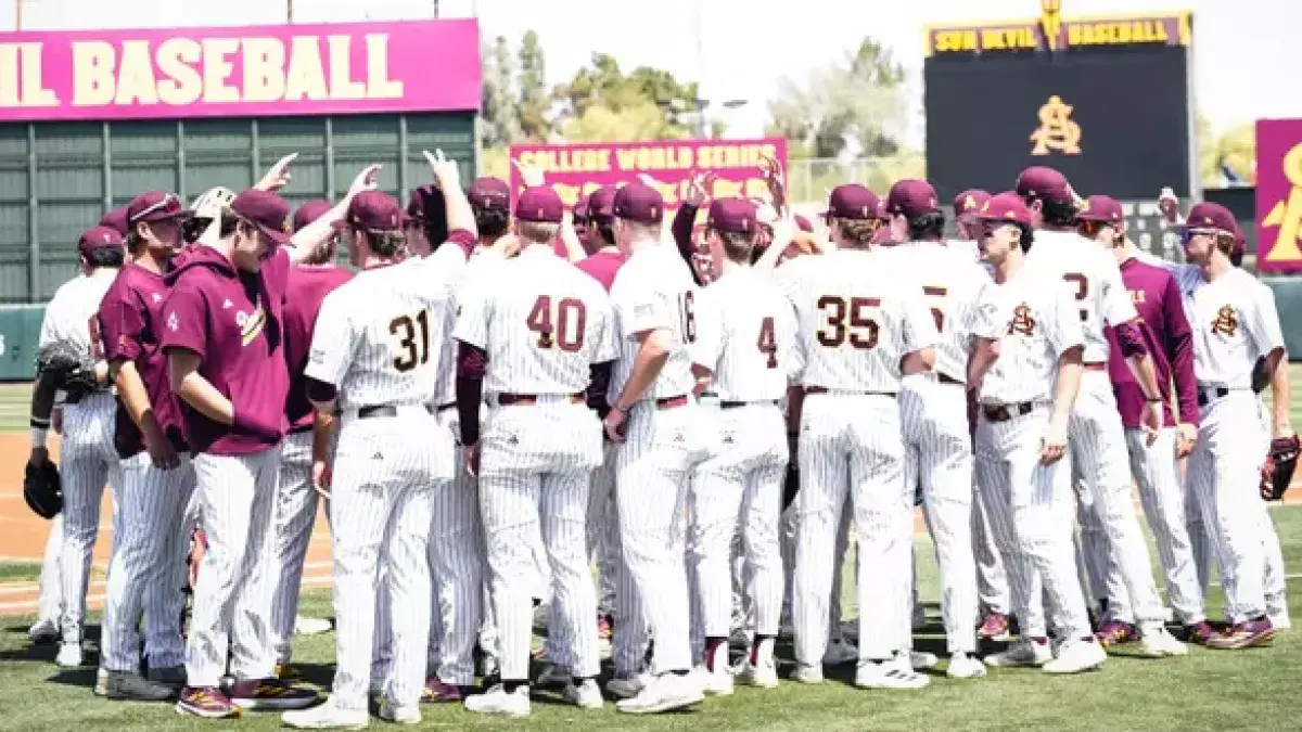 ASU baseball huddle ASU baseball huddle