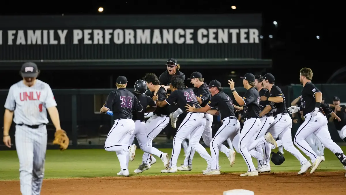 Baseball celebrates Senior Night walk-off in 2024.