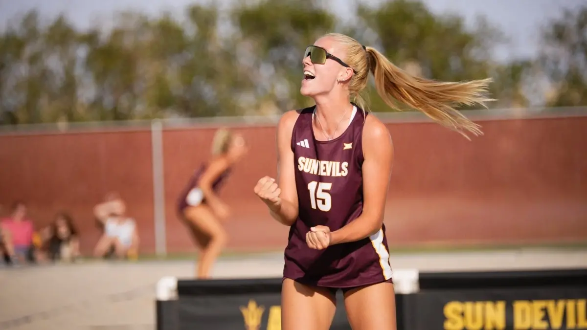 Ava Haughy celebrates winning a point. Ava Haughy celebrates winning a point.