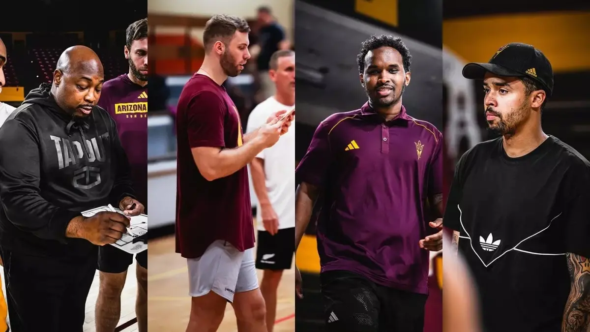 four photo collage of basketball coaching staff four photo collage of basketball coaching staff