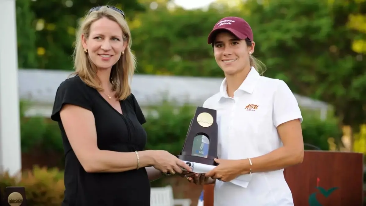 Image from ASU News Two women holding an award