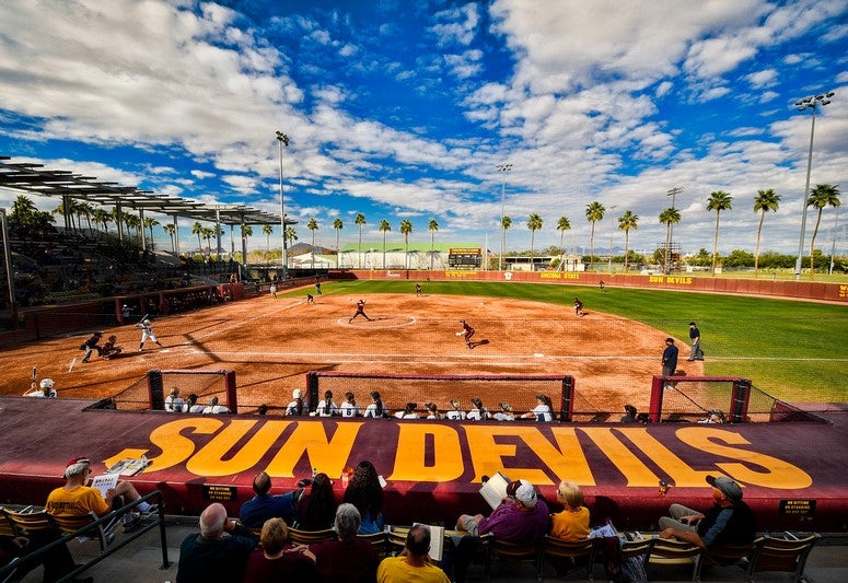 Sun Devil Softball on the field for a game