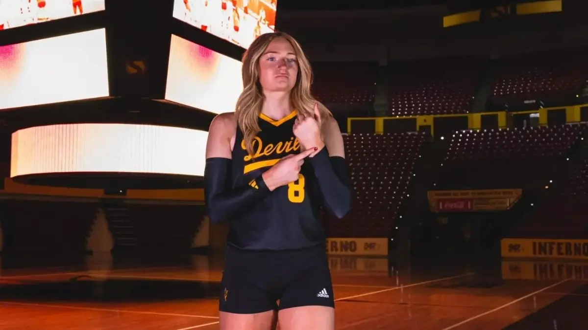Image from ASU News Volleyball player on court