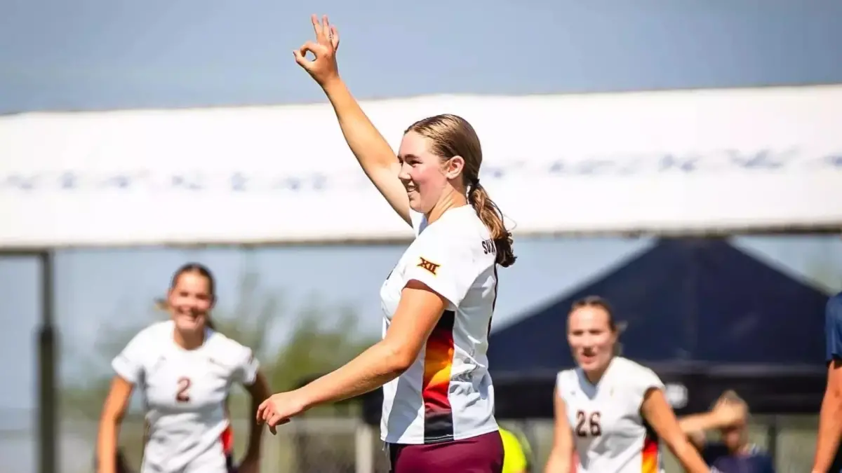 Photo by: Sun Devil Athletics<br />
soccer player close up while she waves