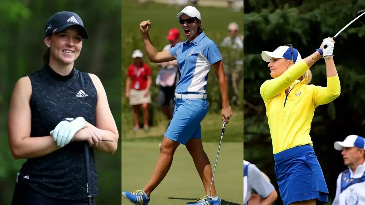three golf players three golf players