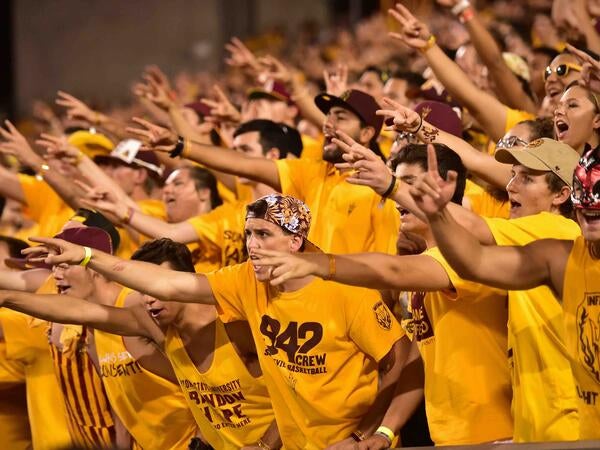 ASU students at a Sun Devil game